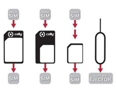 Adapteris Kit nano/microSIM/SIM Celly juodas
