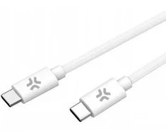 CELLY USBCUSBCCOTT - USB-C TO USB-C COTTON BRAIDED CABLE Baltas (POWER DELIVERY)