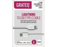 GRATEQ MFI LIGHTNING USB-C CABLE 2.25M PD