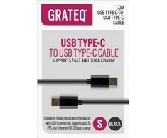 Dėklas GRATEQ USB C - USB C LATAUSKAAPELI QUICK 1M Juodas