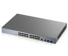 Šakotuvas ZYXEL GS1350-26HP, 26 prievadų valdomas CCTV POE komutatorius, didelio nuotolio, 375 W (1 metų NCC PRO paketo licencija) (5 metų garantija)