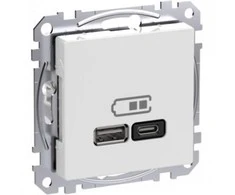 SCHNEIDER ELECTRIC EXXACT USB-A+C TELE OUTLET POWER DELIVERY Baltas