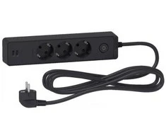 SCHNEIDER ELECTRIC UNICA SYSTEM+ EXTENSION CORD - 3M 3X SUKO + 2X USB - Juodas
