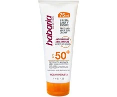Babaria Rosehip Facial Sun Kreminis SPF50+ veido ir kaklo kremas nuo saulės, 75 ml