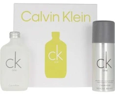 Rinkinys Calvin Klein: CK One tualetinis vanduo unisex, 100 ml + CK One 24 val. apsaugos dezodorantas purškiklis vyrams, 150 ml