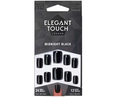 Elegant Touch Core Color Nagai su klijais Squoval Midnight Juodas 24 U