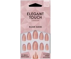 Elegant Touch Core Colour Nails With Glue Short Stiletto Blush Suede 24 U