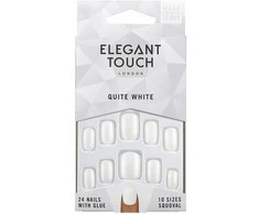 Elegant Touch Elegantiška prisilietimui poliruota spalva 24 nagų lakai su klijais Squoval Quite Baltas
