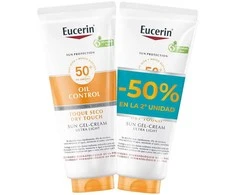 Eucerin Oil Control Dry Touch Sun Gel Kreminis Ultra Light SPF 50+ apsauginis kremas nuo saulės, 2 x 200 ml