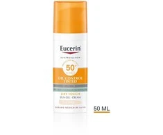 Eucerin Oil Control Dry Touch Gel Cream SPF 50+ Tinted Light apsauginis kremas nuo saulės su atspalviu, 50 ml