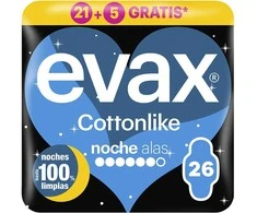 Evax Cottonlike Compresas Noche Alas 26 U