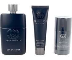 Gucci Guilty Pour Homme rinkinys: 90ml EDP purškiklis + 75ml dezodoranto lazdelė + 50ml dušo želė