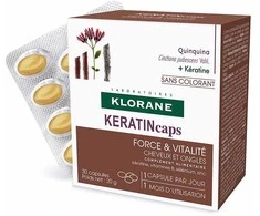 Klorane Keratincaps stiprybės ir gyvybingumo kapsulės, 30 vnt.