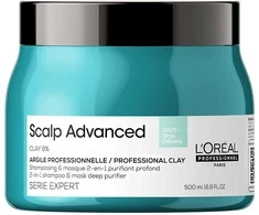 Valomoji kaukė – šampūnas riebiai galvos odai L’oreal Professionnel Scalp Advanced Anti-Oiliness 2in1 Deep Purifier Clay 500ml