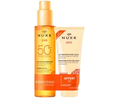 Set Nuxe: Sun, Anti-Ageing, Tanning Oil, SPF 50, 150 ml + Sun, Apsauga nuo saulės, After-Sun Lotion, 100 ml