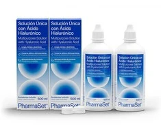 PHARMASET unique solution with hyaluronic acid for soft contact lenses 2 x 500 ml