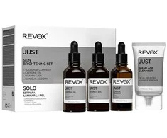 Odos skaistinimo rinkinys „Revox B77“: dieninis paakių serumas su kofeinu 5 %, 30 ml + antioksidantinis serumas veidui su vitaminu C 2 %, 30 ml + tonizuojantis serumas veidui su glikolio rūgštimi 20 %, 30 ml + skvalanas, šalinantis nešvarumus, valomasis kremas, 30 ml.