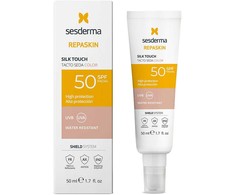 Sesderma Repaskin Silk Touch Color Facial SPF50 Atspalvį veidui suteikianti apsauginė priemonė nuo saulės, 50 ml