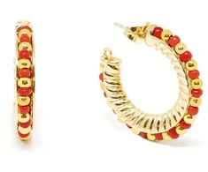 Shabama ETHIOPIA Raudonas 2CM earrings #shiny auksinis 1 u