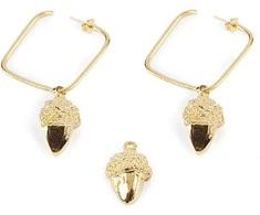 Shabama SQUARE ACORN earrings #shiny auksinis 1 u