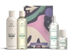 The Body Shop Collection Baltas Musk kūno priežiūros rinkinys (EDT, 30 ml + kūno dulksna, 100 ml + dušo želė, 250 ml + kūno losjonas, 250 ml)