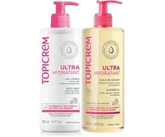 Topicrem UH ULTRA MOISTURIZING MILK 500 ML + SHOWER OIL 500 ML PACK 2 pcs