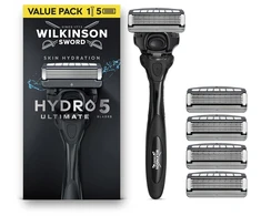 „Wilkinson Hydro 5 Ultimate Skin Hydration“ skustuvas su 5 ašmenimis ir 5 kasetėmis