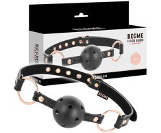 Begme Black Edition BEGME Juodas Edition Vegan Leather Breathable Ball Gag Adjustable