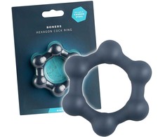 Boners Hexagon Silicone Ring with Integrated Steel Elements, Juodas