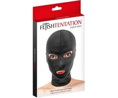 Fetish Tentation Mask pikantiškiems žaidimams Open Mouth and Eyes Hood