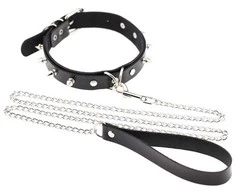 Fetish Tentation Choker Spikes and Leash apykaklė su ilgu pavadėliu