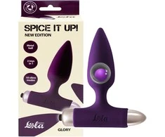 Lola Games Violetinis analinis kamštis moterims ir vyrams. Kištukas su viduje judančiu kamuoliuku ir kulka - Vibrating Plug Glory Ultraviolet.