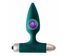 Lola Games Kištukas su kamuoliuku viduje. Silikoninis kištukas su vibracija - Vibrating Plug Glory Dark Žalias.