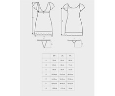 Obsessive Idillia Chemise &amp; Thong S/M Juodas Lace Set