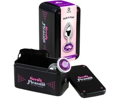 Secret Play Lila S Intimate Metal Plug with Crystal Base, Violetinė, 7.5 cm