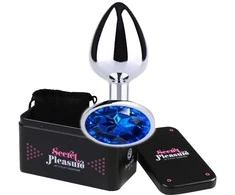 Secretplay Toys Mėlynas Mėlynas metalinis užpakalio kamštis su brangakmeniais S