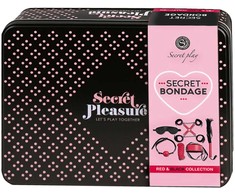Secret Play Raudona Collection 6-Piece Bondage Priedas Set, Synthetic Leather