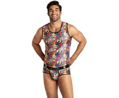 Anais Men Accesories ANAIS Men Comics Top XL - Classic Sleeveless Fitted Shirt, Comic Print