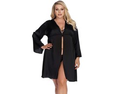 Anais LAURA juodas robe XXL+ (juoda szlafrok)