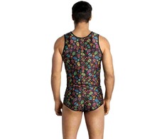Anais Men Accesories ANAIS MEN Mexico Top L - Sleeveless Modal Shirt with Floral &amp; Skull Print