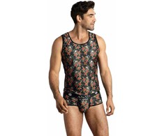 Anais Men Accesories ANAIS MEN Power Top M - Sleeveless Modal Shirt with Rose &amp; Skull Print