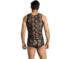 Anais Men Accesories ANAIS MEN Power Top S - Sleeveless Classic Rose &amp; Skull Print