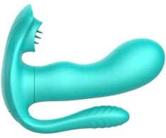 B Series Cute Tongue triple Stimulator Žalias
