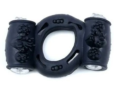 B Series Easylove Pierścień-Vibrating CockRing Double Juodas