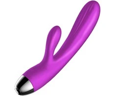 BoT B-Series Silikoninis vibratorius ir pulsatorius. Vibruojantis ir pulsuojantis triušio formos vibratorius su šildymo funkcija, violetinis.