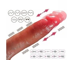 B Series Fox Wibrator-Silicone, 10 vibracijos režimų, 7 stūmimo funkcija, Šildymas