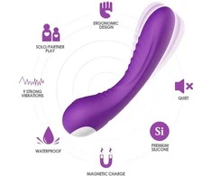 B Series Joy B serijos „Joy“ G taško vibratorius klitorio masažui, 18 cm, 9 režimai