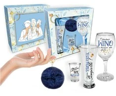 Bgtech LADIES' ESSENTIALS - rinkinys: alaus taurė 300 ml, vyno taurė 220 ml, degtinės taurė 35 ml + Pakabutis tamsiai mėlyna