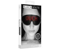 Ouch By Shots OUCH Bonded Leather Eye Mask - Raudona Lettering, Adjustable Strap