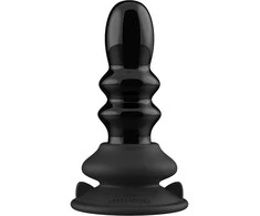 Chrystalino By Shots Shots Chrystalino Ribble Glass Vibrator Juodas with Suction Base &amp; Remote
